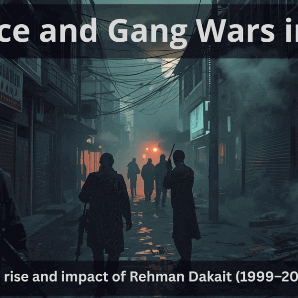 AI generated image showing gang violence atmosphere in Lyari with Rehman Dakait photo