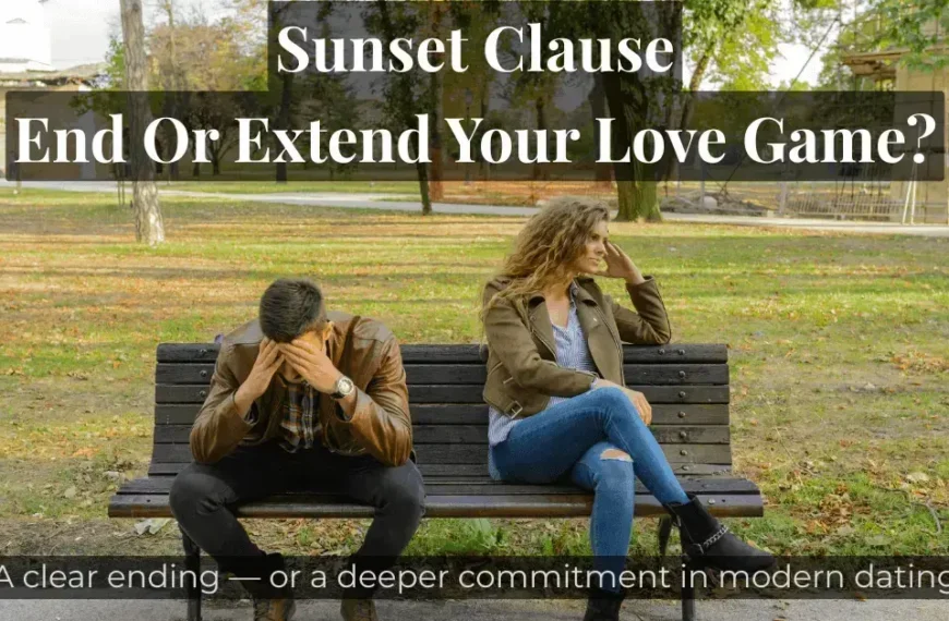 A couple sitting on a park bench showing emotional distance for which a sunset clause relationship is the solution.