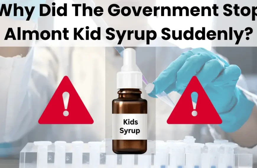 Laboratory testing image showing a children’s Almont Kid Syrup during government investigation