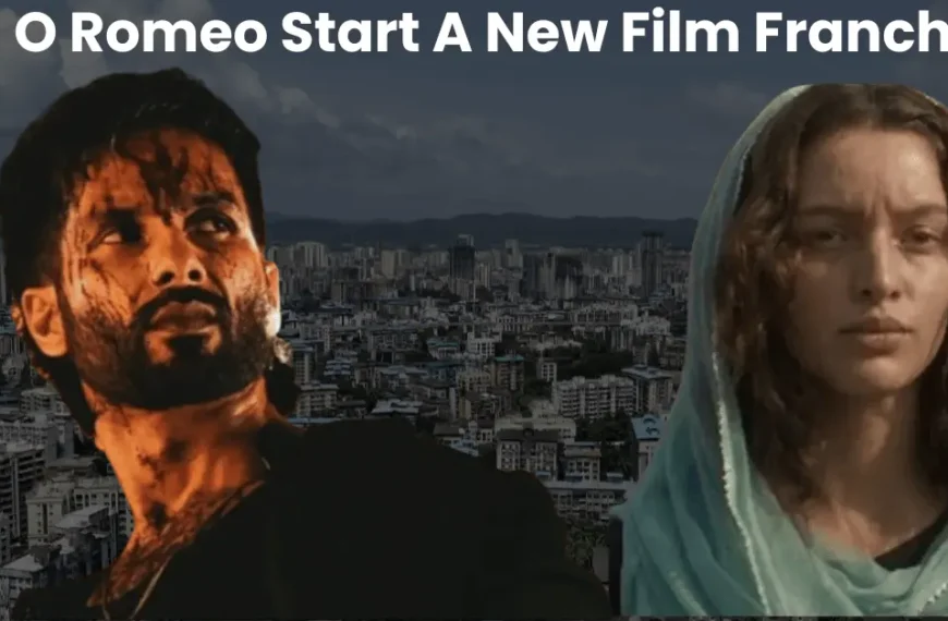 Shahid Kapoor and Tripti Dimri in O Romeo film background image with Mumbai city