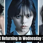 Wednesday Season 3 cast image with Winona Ryder on the left, Jenna Ortega in the center, and Eva Green on the right