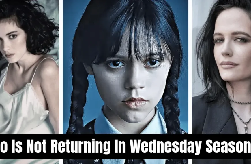 Wednesday Season 3 cast image with Winona Ryder on the left, Jenna Ortega in the center, and Eva Green on the right
