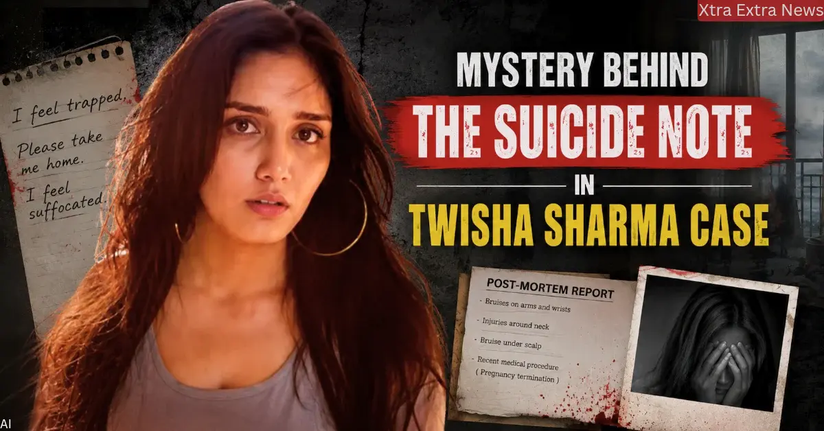Twisha Sharma suicide note updates feature image showing Twisha Sharma and key questions in the investigation