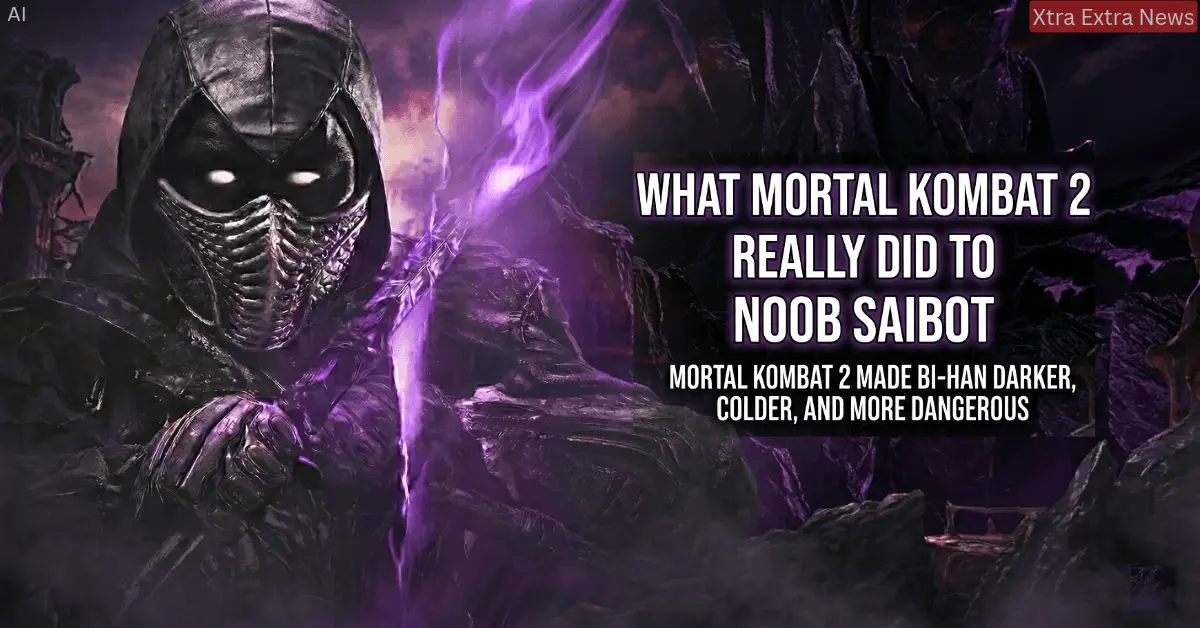 A picture of Noob Saibot from the Mortal Kombat 2 movie with white glowing eyes and a dark mask.