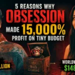 Bear and Nikki from Obsession movie with text about 15,000 percent profit from a small budget