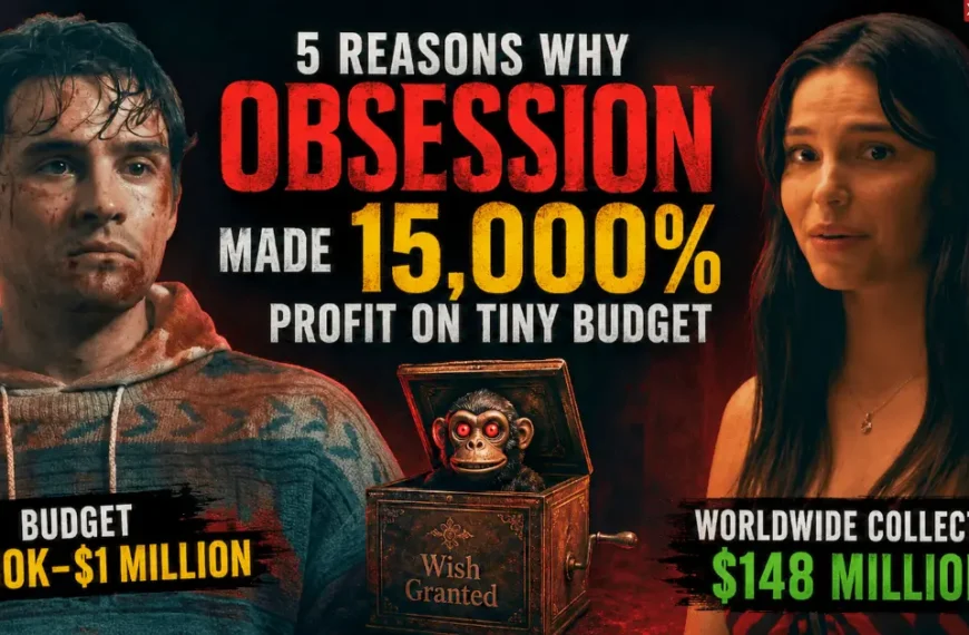 Bear and Nikki from Obsession movie with text about 15,000 percent profit from a small budget
