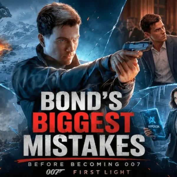 Alt Text: James Bond in 007 First Light with scenes showing his biggest mistakes before becoming 007, including Iceland, Slovakia, Damien Webb, and Isola Vale.