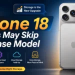 Apple iPhone 18 Pro with a message explaining why some buyers may choose a larger storage option instead of the base model