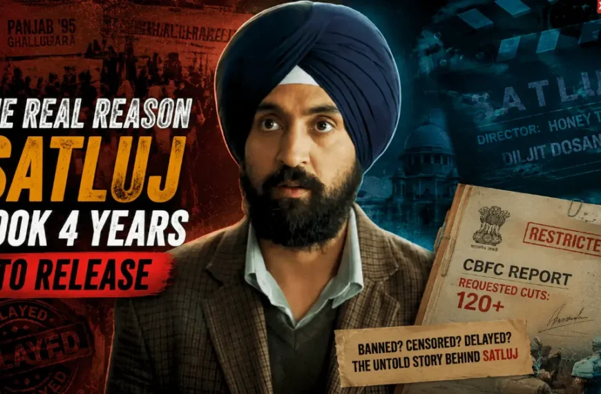Satluj movie feature image showing Diljit Dosanjh and text about why the film took 4 years to release