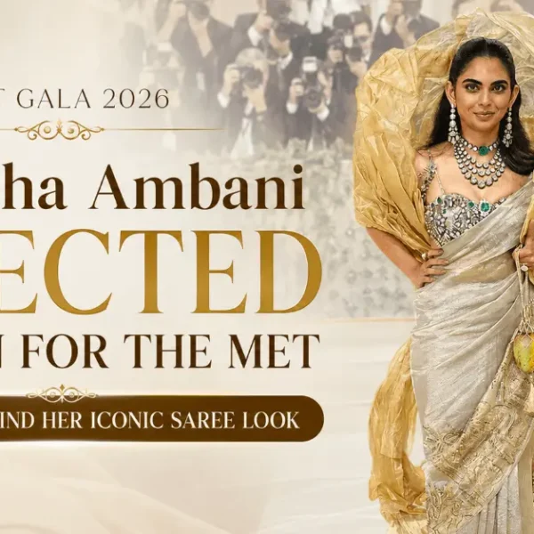 Isha Ambani Met Gala 2026 look in a gold saree instead of a Western gown.