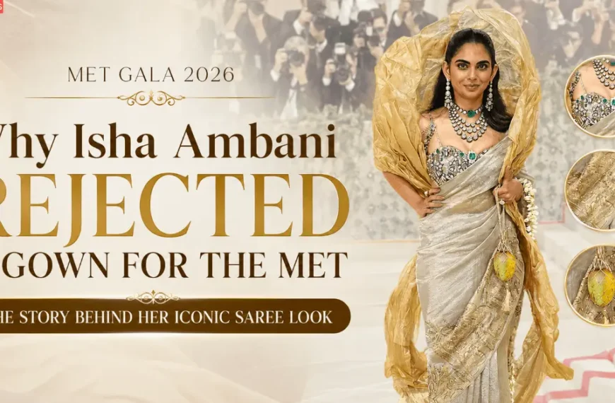 Isha Ambani Met Gala 2026 look in a gold saree instead of a Western gown.