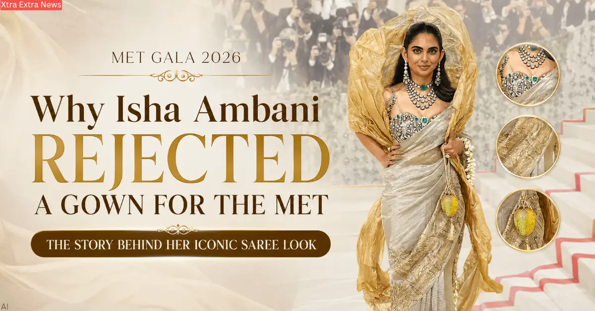 Isha Ambani Met Gala 2026 look in a gold saree instead of a Western gown.