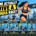 HYROX India race with a runner and eight workout stations